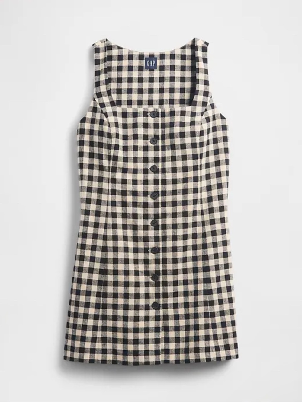 Gap Gingham Mini Dress Women’s XL Tall Sleeveless Linen Blend Button Front